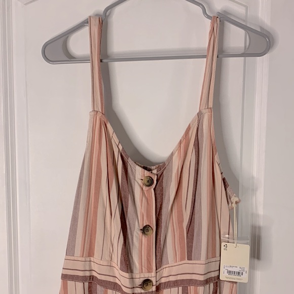 Button down dress size XL a.n.a brand NWT pink coral and plum stripes. - Picture 2 of 5